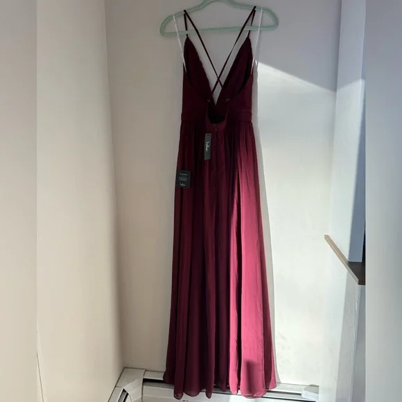 Lulu's NWT- Ballroom Bliss Burgundy Pleated Maxi Dress - Picture 3 of 6